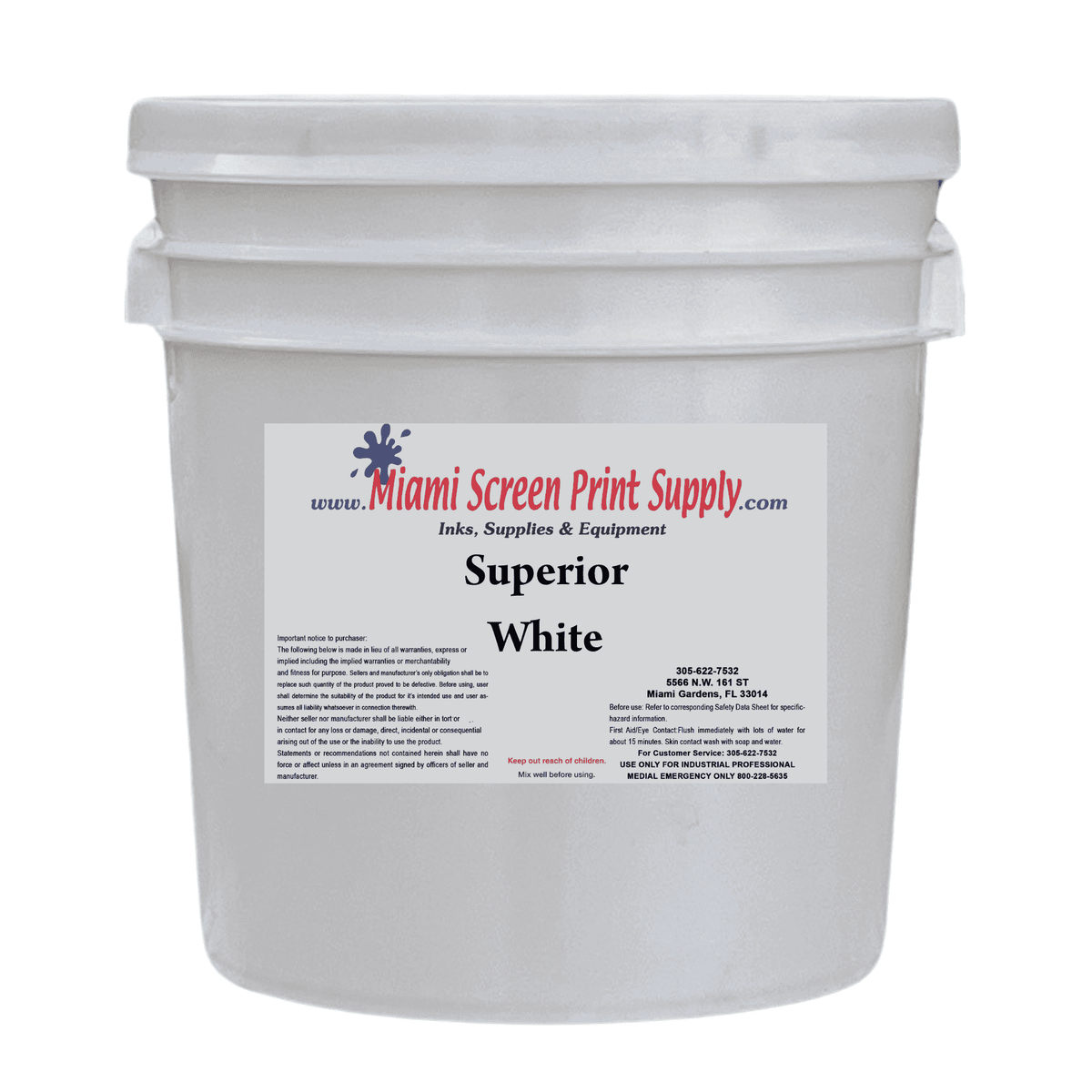 Large Superior White ink container for polyester